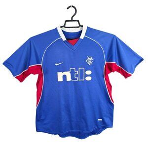 Mens Vintage Nike Blue Red Glasgow Rangers Home Soccer Jersey Shirt Dri-Fit M